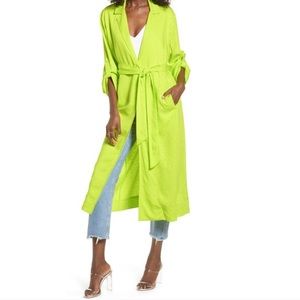 AFRM Leopard Print Duster Jacket Lime Size XSmall NWT